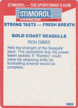 1990 Stimorol NRL #61 Ron Gibbs Back